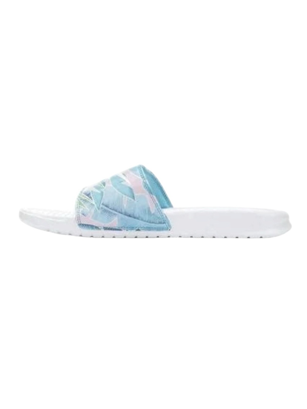Nike Benassi JDI Tropical Floral Palm Leaf Slide Sandals White Blue Women 8.5 - Picture 4 of 13